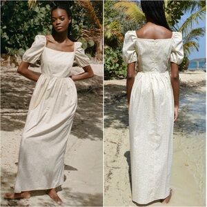 NWT Coco Shop Short Sleeve Maxi Dress in Yellow Leaf